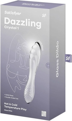 Satisfyer Dazzling Crystal - стеклянный фаллоимитатор с рельефом прозрачный 18.2 см